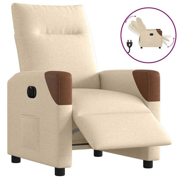 vidaXL Sill&oacute;n reclinable el&eacute;ctrico de tela crema