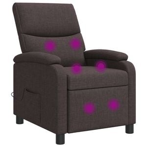 vidaXL Silla de masajes reclinable Marr&oacute;n Oscuro Tela
