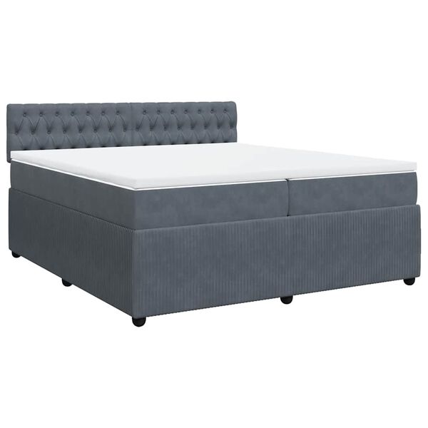 vidaXL Cama box spring con colch&oacute;n terciopelo gris oscuro 200x200 cm