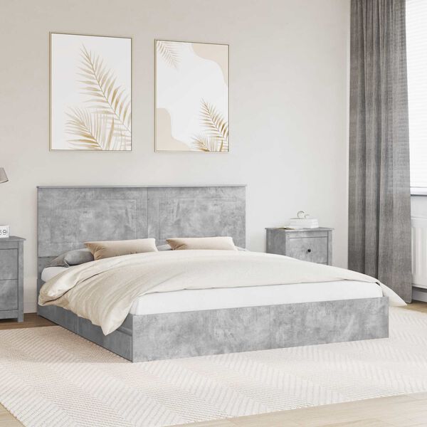 vidaXL Cama con almacenamiento con cabecera Gris Concreto 180 x 200 cm