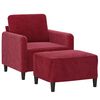 vidaXL Sill&oacute;n con taburete terciopelo rojo tinto 60 cm