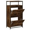 vidaXL Zapatero de madera de ingenier&iacute;a roble ahumado 60x34x112 cm