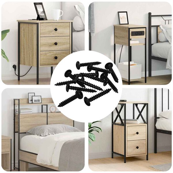 vidaXL Clavo autorroscante 12 pcs Negro 4 x 25 mm Acero