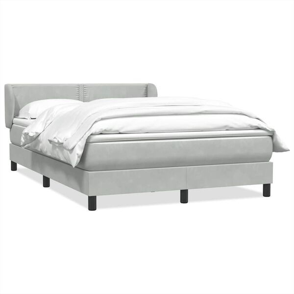 vidaXL Cama box spring con colch&oacute;n terciopelo gris claro 160x220 cm