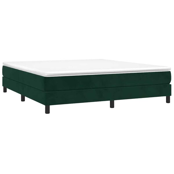 vidaXL Cama box spring con colch&oacute;n terciopelo verde oscuro 160x200 cm