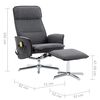 vidaXL Sillón reclinable de masaje con reposapiés tela gris y negro