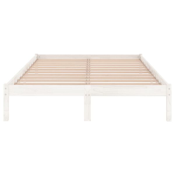 vidaXL Estructura de cama sin colch&oacute;n madera maciza blanco 140x200 cm