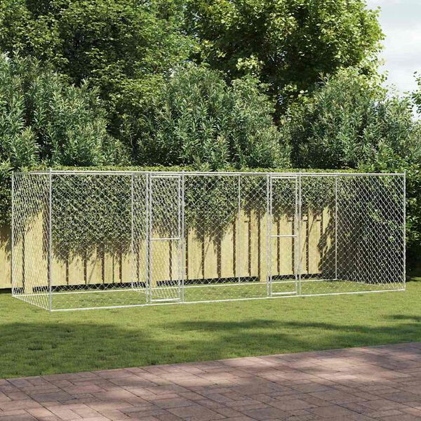 vidaXL Jaula para perro Plateado 600 x 200 x 200 cm Acero Galvanizado
