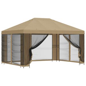 vidaXL Gazebo de jard&iacute;n con paredes laterales 4 x 3 m Beige