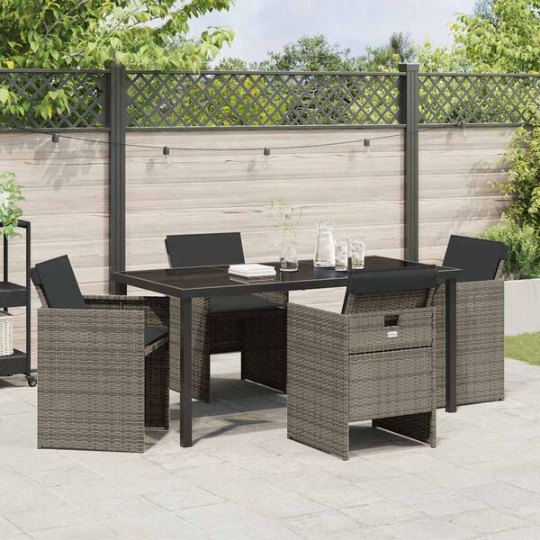 vidaXL Conjunto de Comedor de Jard&iacute;n 5 pcs Gris rat&aacute;n sint&eacute;tico