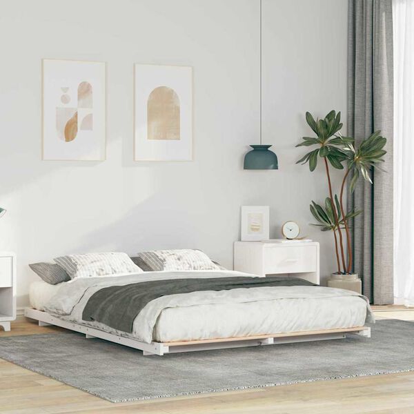 vidaXL Estructura de cama Blanco 140 x 210 cm Madera maciza de pino