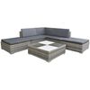 vidaXL Set de muebles de jard&iacute;n 6 pzas y cojines rat&aacute;n sint&eacute;tico gris