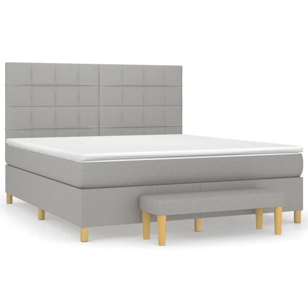 vidaXL Cama box spring con colch&oacute;n tela gris claro 160x200 cm
