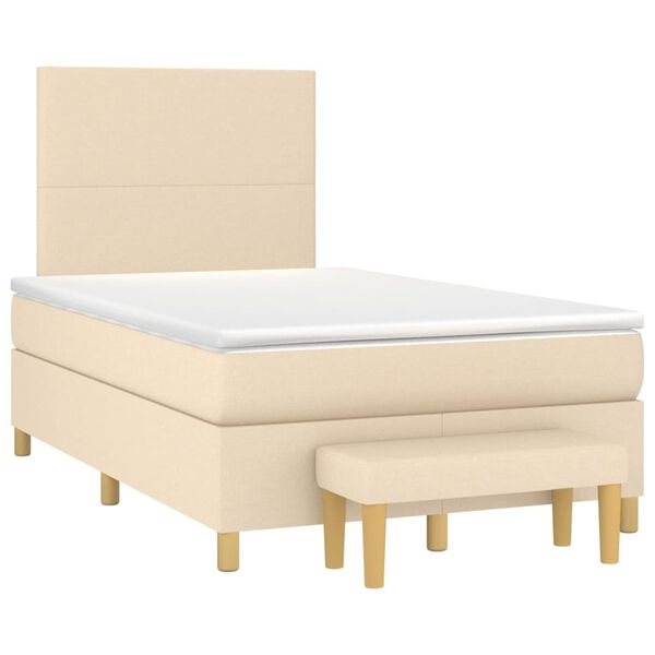 vidaXL Cama box spring con colch&oacute;n tela color crema 120x200 cm