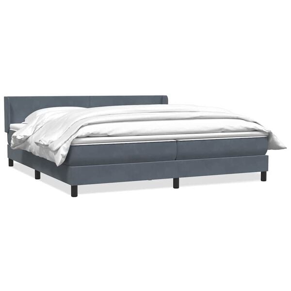 vidaXL Cama box spring con colch&oacute;n terciopelo gris oscuro 180x210 cm