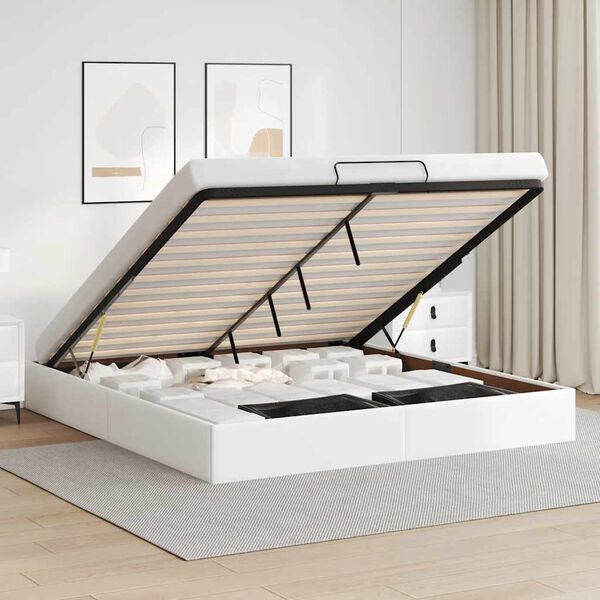 vidaXL Estructura de cama otomana sin colch&oacute;n blanco 200x200cm