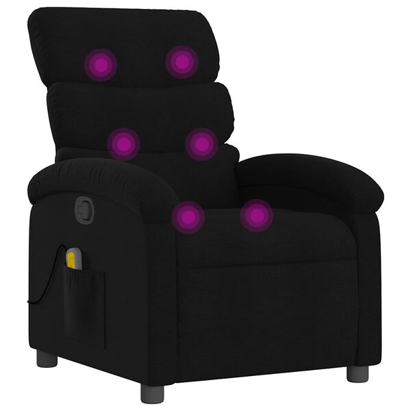 vidaXL Sill&oacute;n reclinable de masaje de tela negro