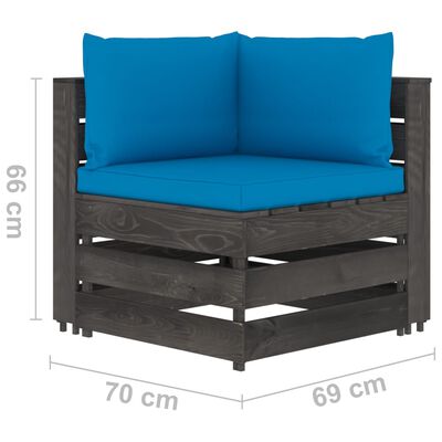 vidaXL Muebles de jardín 5 piezas con cojines madera impregnada gris