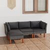 vidaXL Set de muebles de jard&iacute;n 4 pzas y cojines rat&aacute;n sint&eacute;tico gris