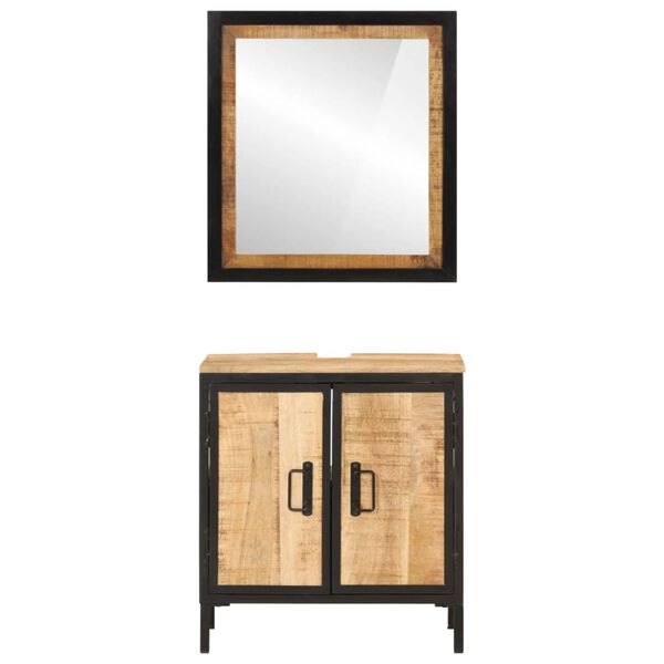 vidaXL Conjunto de muebles de ba&ntilde;o 2 pzas madera maciza mango y hierro