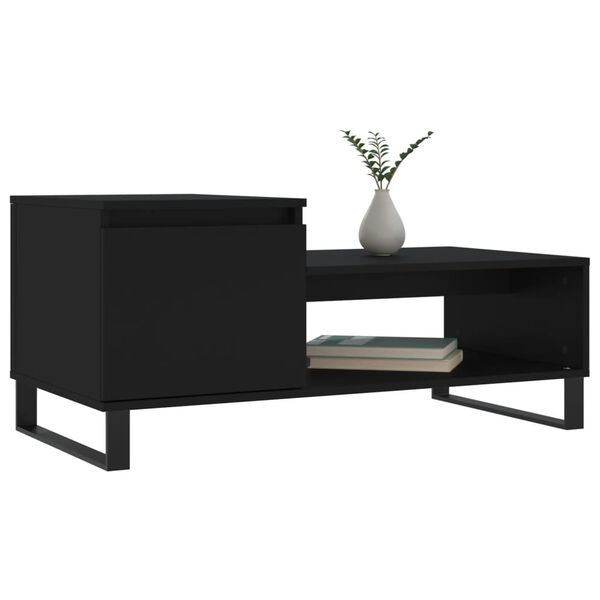 vidaXL Mesa de centro madera contrachapada negro 100x50x45 cm