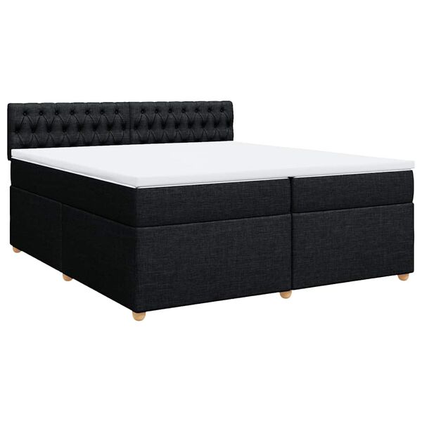 vidaXL Cama box spring con colchón tela negro 200x200 cm