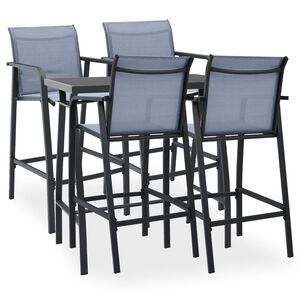vidaXL Mesa alta y taburetes de bar de jard&iacute;n 5 piezas negro y gris