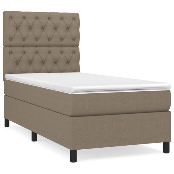 vidaXL Cama box spring con colch&oacute;n tela gris taupe 80x200 cm