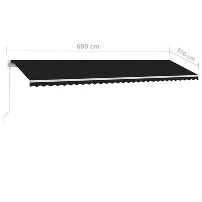 vidaXL Toldo retráctil manual con LED gris antracita 600x350 cm
