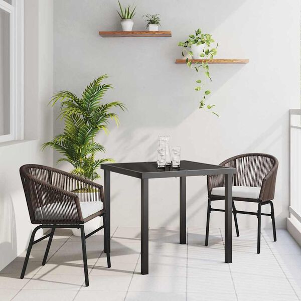 vidaXL Conjunto de Comedor de Jard&iacute;n 3 pcs Marr&oacute;n