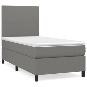 vidaXL Cama box spring con colch&oacute;n tela gris oscuro 80x200 cm