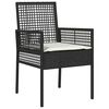 vidaXL Conjunto de Comedor de Jard&iacute;n 3 pcs Negro rat&aacute;n sint&eacute;tico