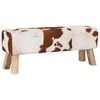 vidaXL Banco 110 x 30 x 45 cm Cuero Real Marr&oacute;n y blanco