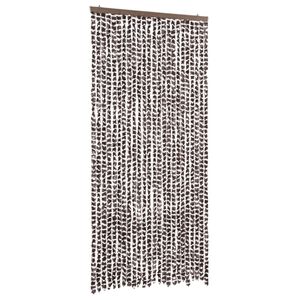 vidaXL Cortina mosquitera chenilla marr&oacute;n y blanco 100x220 cm