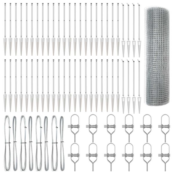 vidaXL Reja con postes Plateado 1 x 100 m Acero