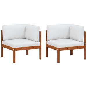 vidaXL Sof&aacute;s esquineros de jard&iacute;n, 2 unidades, con cojines, madera de acacia y cuerda