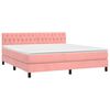 vidaXL Cama box spring colch&oacute;n y LED terciopelo rosa 180x200 cm