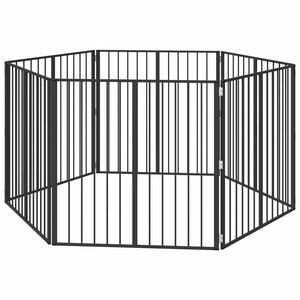 vidaXL Puerta para perros 6 pcs Negro 100 x 100 cm Acero Galvanizado