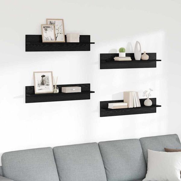 vidaXL Estanter&iacute;as de pared 4 pcs Roble Negro 80 x 11,5 x 18 cm