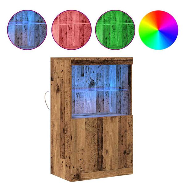 vidaXL Aparador LED Marr&oacute;n 60 x 37 x 100 cm Madera de ingenier&iacute;a