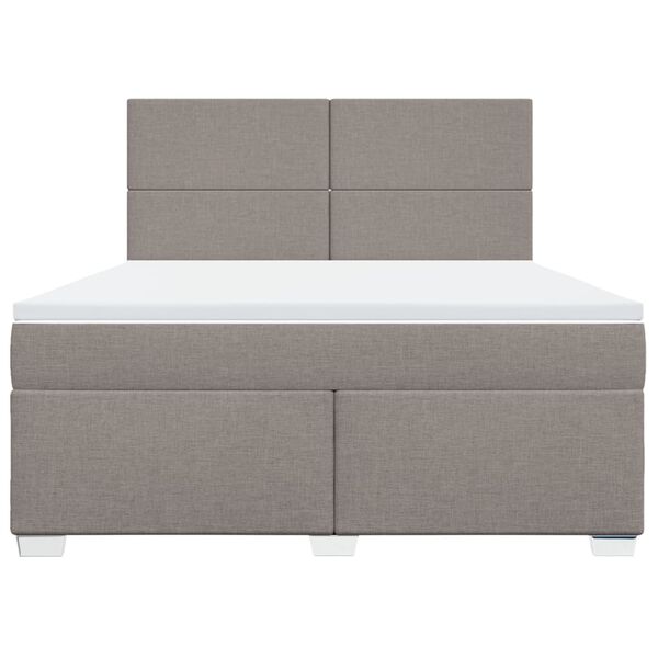 vidaXL Cama box spring con colch&oacute;n tela gris taupe 180x200 cm