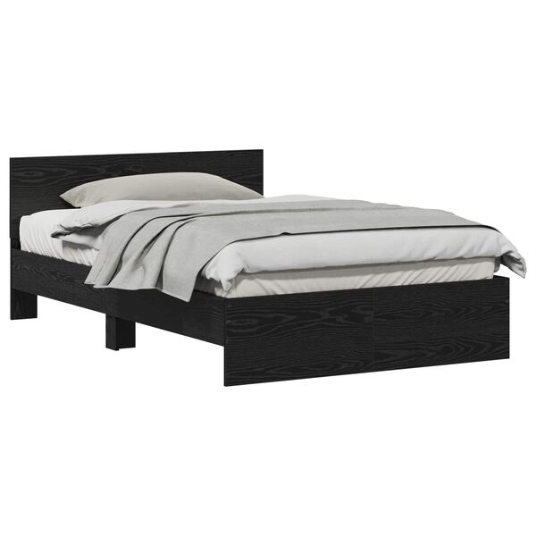 vidaXL Estructura de cama con cabecera Roble Negro 193 x 125 x 70 cm