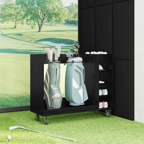 vidaXL Armario de Golf con rueda Liso Roble Negro 120 x 45 x 98 cm