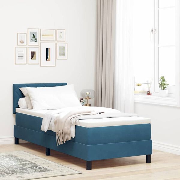 vidaXL Cama tipo Box Spring Azul Oscuro 80 x 200 cm Terciopelo