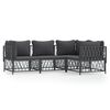 vidaXL Juego muebles de jard&iacute;n 4 pzas y cojines acero gris antracita
