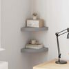 vidaXL Estantes flotantes de esquina 2 uds MDF gris 25x25x3,8 cm