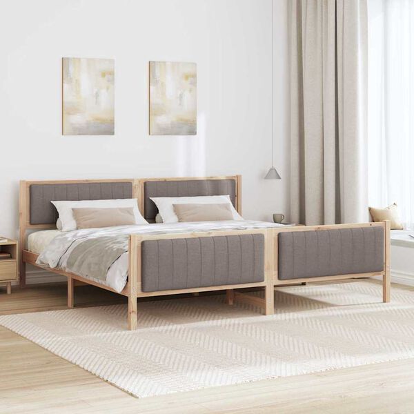 vidaXL Estructura de cama con cabecera Marr&oacute;n y taupe 200 x 200 cm