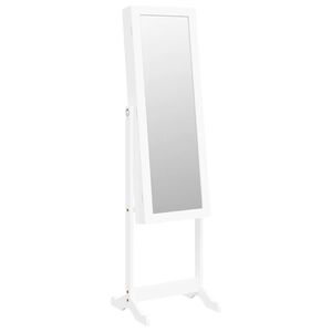 vidaXL Espejo de pie con joyero y luces LED blanco