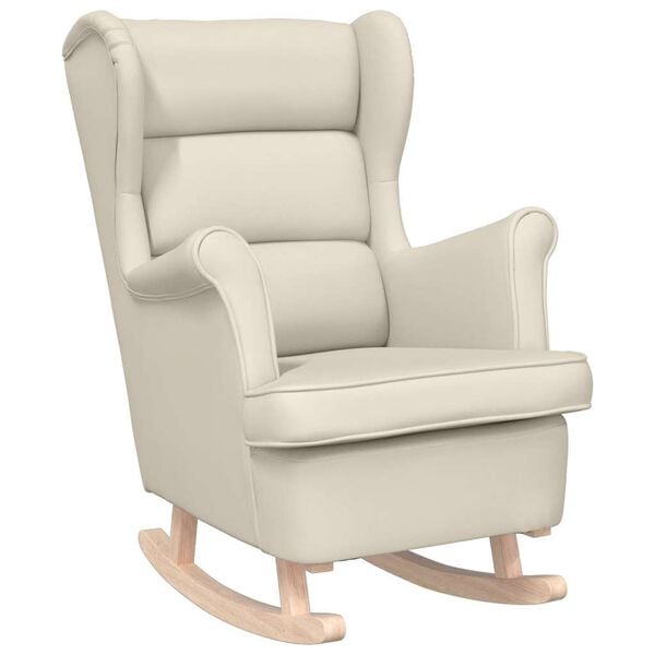 vidaXL Silla mecedora de lino blanco 74x90x102 cm