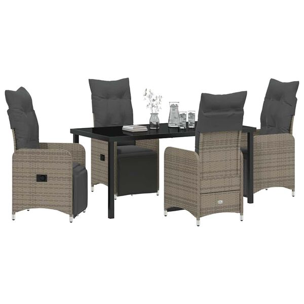 vidaXL Conjunto de Comedor de Jard&iacute;n 5 pcs Gris rat&aacute;n sint&eacute;tico